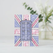 British Police Box en Union Jack Flag geïllustreer Briefkaart (Staand voorkant)