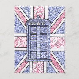 British Police Box en Union Jack Flag geïllustreer Briefkaart