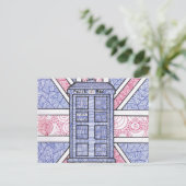 British Police Box en Union Jack Flag geïllustreer Briefkaart (Staand voorkant)