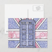 British Police Box en Union Jack Flag geïllustreer Briefkaart (Voorkant / Achterkant)