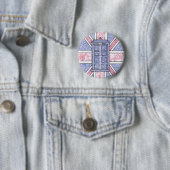 British Police Box en Union Jack Flag geïllustreer Ronde Button 5,7 Cm (In situ)