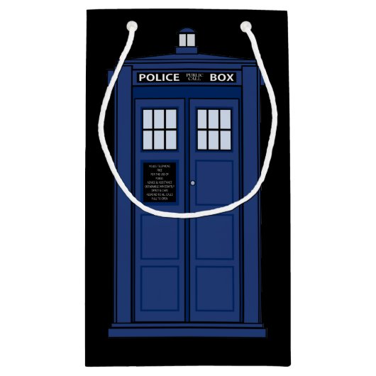 British Police Box - SciFi Geek Gift Public Call Klein Cadeauzakje (Achterkant)