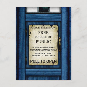 British Police Public Call Box Sign Art Briefkaart
