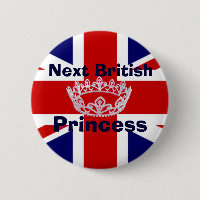 British Princess Crown Pin Button