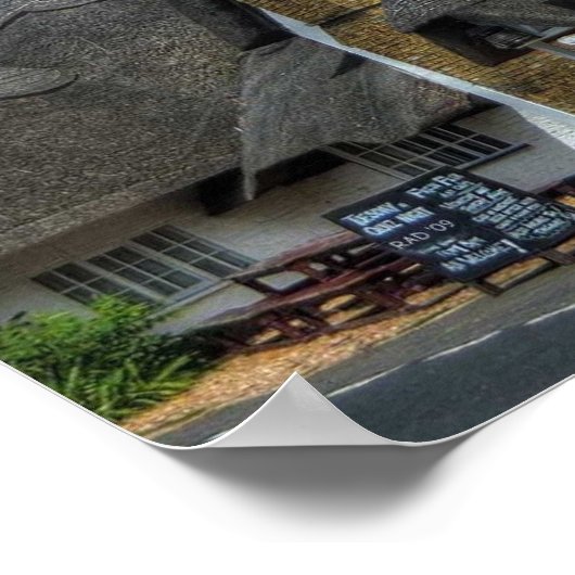 British Pub Print met Thatched Roof (Hoek)