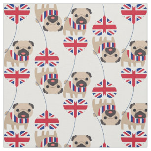 British Pug Fabric Stof
