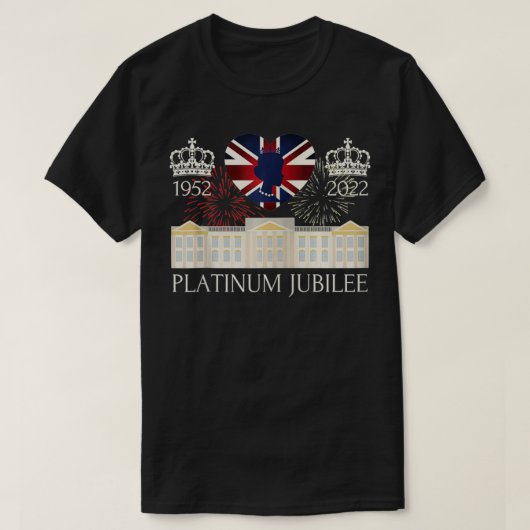 British Queen Monarchy Platinum Jubilee 70th Anniv T-shirt (Design voorkant)