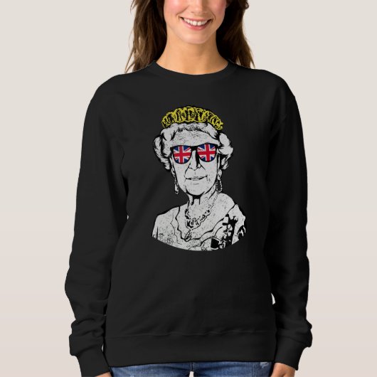 British Queen Sunbries Crown Union Jack Meme Trui (Voorkant)
