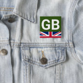 British Racing Green Vierkante Button 5,1 Cm (In situ)