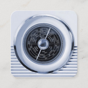 British Radio Dial - Cool Black en White Vierkante Visitekaartje