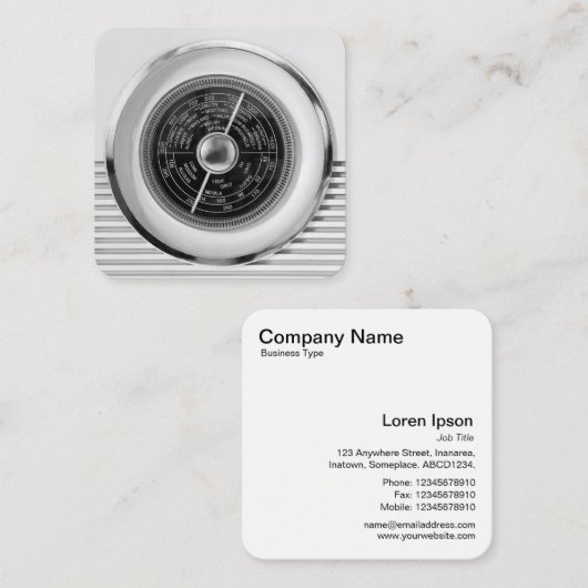  British Radio Dial - Zwart-wit Vierkante Visitekaartje (Voorkant / Achterkant)