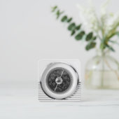 British Radio Dial - Zwart-wit Vierkante Visitekaartje (Staand voorkant)