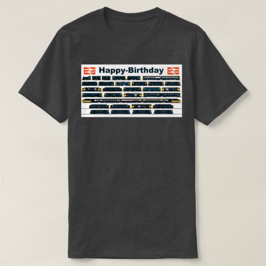 BRITISH RAIL BLUE LOCOMOTIVES BIRTHDAY KAART T-SHIRT (Design voorkant)