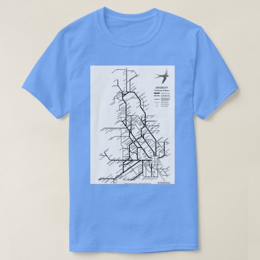 British Rail Intercity Carriage Map 1993 T-shirt (Design voorkant)