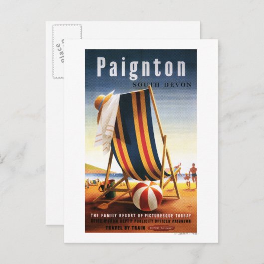 British Railways Beach voorzitter en Ball Poster Briefkaart (Voorkant / Achterkant)