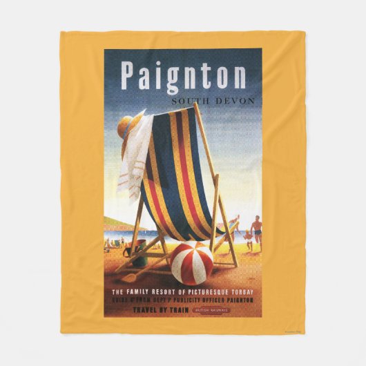 British Railways Beach voorzitter en Ball Poster Fleece Deken (Voorkant)