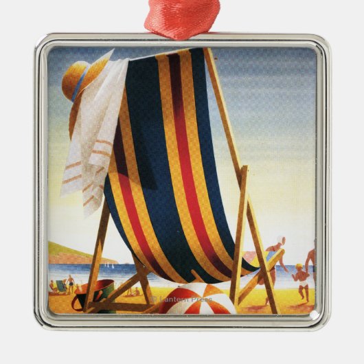 British Railways Beach voorzitter en Ball Poster Metalen Ornament (Voorkant)
