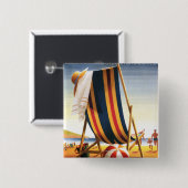British Railways Beach voorzitter en Ball Poster Vierkante Button 5,1 Cm (Voorkant /achterkant)