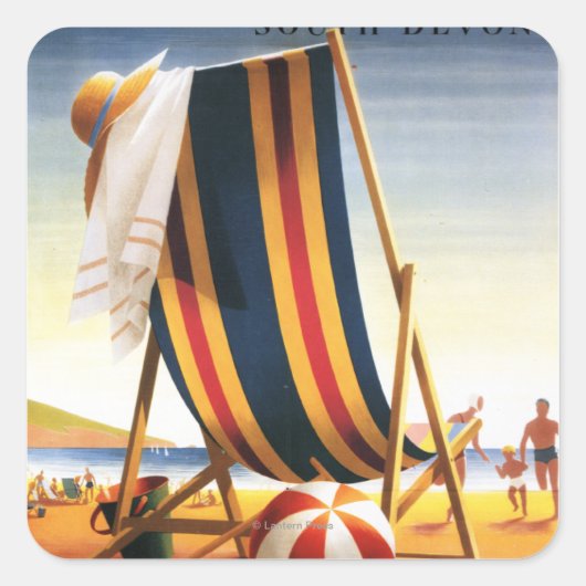 British Railways Beach voorzitter en Ball Poster Vierkante Sticker (Voorkant)