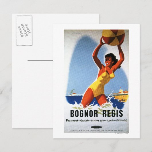 British Railways Girl and Beachball Poster Briefkaart (Voorkant / Achterkant)