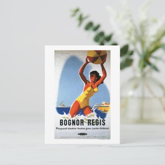 British Railways Girl and Beachball Poster Briefkaart (Staand voorkant)