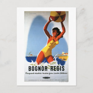 British Railways Girl and Beachball Poster Briefkaart