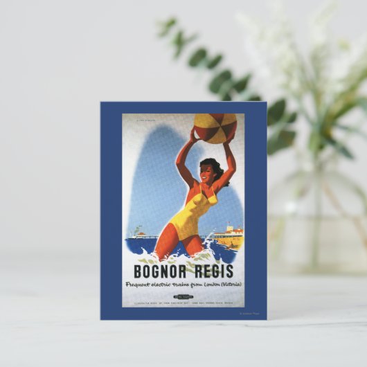 British Railways Girl and Beachball Poster Briefkaart (Staand voorkant)