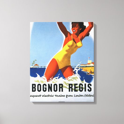 British Railways Girl and Beachball Poster Canvas Afdruk (Voorkant)