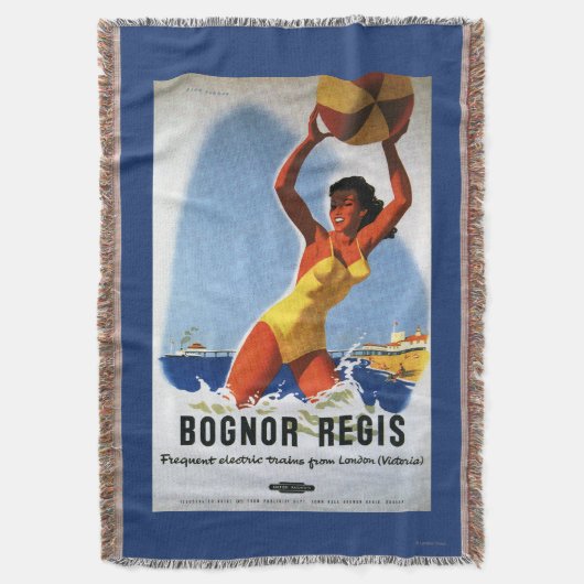 British Railways Girl and Beachball Poster Deken (Voorkant Verticaal)