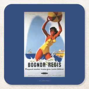 British Railways Girl and Beachball Poster Kartonnen Onderzetters