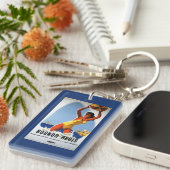 British Railways Girl and Beachball Poster Sleutelhanger (Voorkant Rechts)