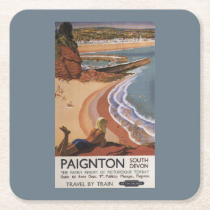 British Railways Girl die op een Cliff kijkt Kartonnen Onderzetters