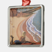 British Railways Girl die op een Cliff kijkt Metalen Ornament (Links)