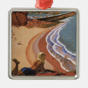 British Railways Girl die op een Cliff kijkt Metalen Ornament