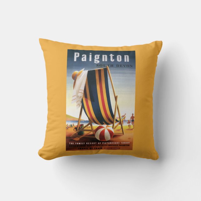 British Railways Strandstoel en Bal Poster Kussen (Voorkant)