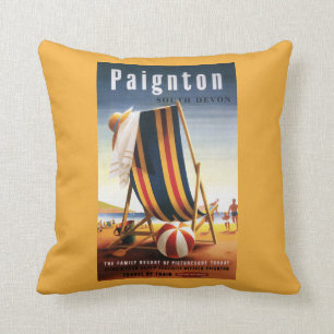 British Railways Strandstoel en Bal Poster Kussen