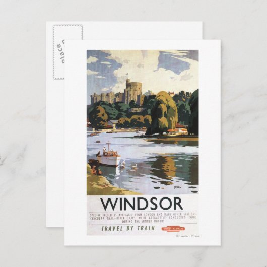 British Railways Windsor Castle Thames Poster Briefkaart (Voorkant / Achterkant)