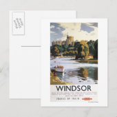 British Railways Windsor Castle Thames Poster Briefkaart (Voorkant / Achterkant)
