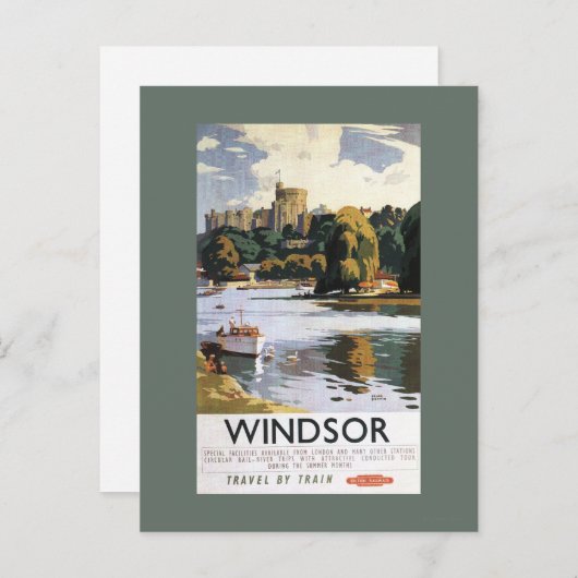 British Railways Windsor Castle Thames Poster Briefkaart (Voorkant / Achterkant)