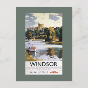 British Railways Windsor Castle Thames Poster Briefkaart