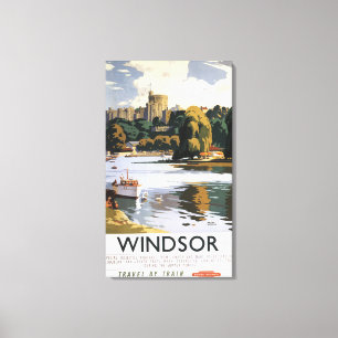 British Railways Windsor Castle Thames Poster Canvas Afdruk