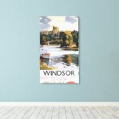 British Railways Windsor Castle Thames Poster Canvas Afdruk (Insitu (Houten vloer))