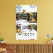 British Railways Windsor Castle Thames Poster Canvas Afdruk (Insitu (Woonkamer))