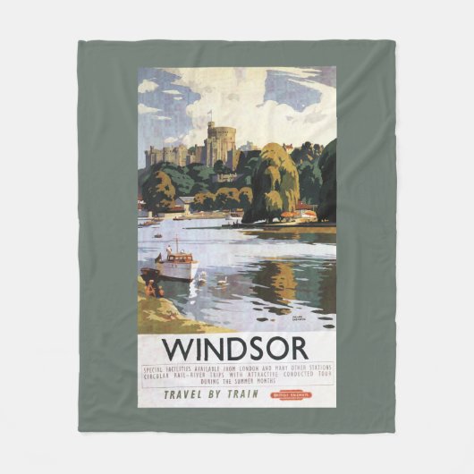 British Railways Windsor Castle Thames Poster Fleece Deken (Voorkant)