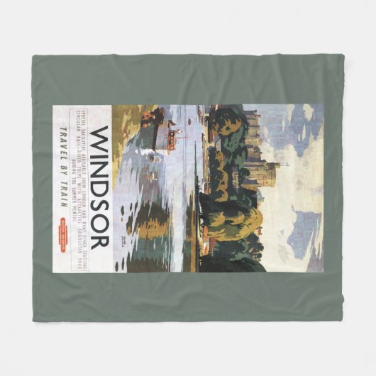 British Railways Windsor Castle Thames Poster Fleece Deken (Voorkant (Horizontaal))