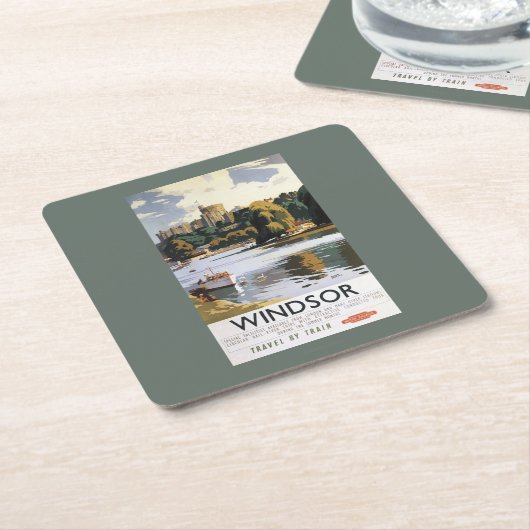 British Railways Windsor Castle Thames Poster Kartonnen Onderzetters (Schuin)