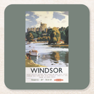 British Railways Windsor Castle Thames Poster Kartonnen Onderzetters