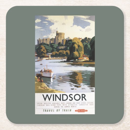 British Railways Windsor Castle Thames Poster Kartonnen Onderzetters (Voorkant)