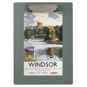 British Railways Windsor Castle Thames Poster Klembord