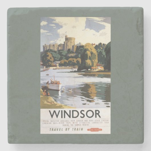 British Railways Windsor Castle Thames Poster Stenen Onderzetter (Voorkant)